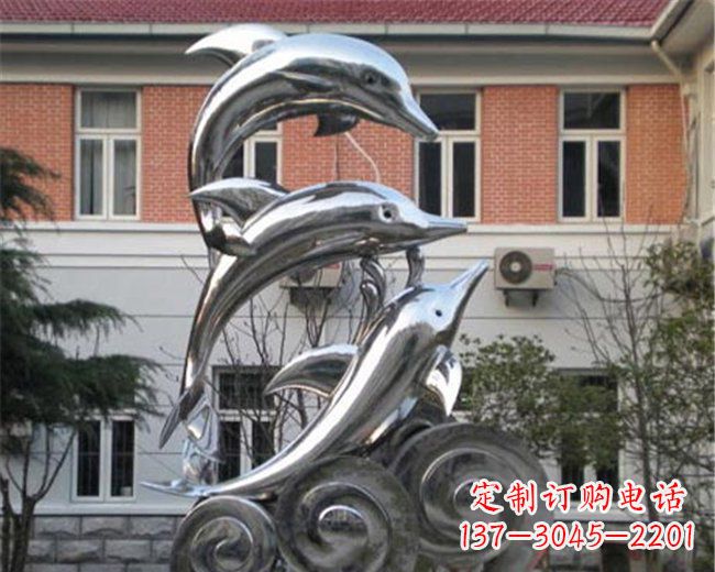 郴州不锈钢海豚雕塑跳跃的海洋精灵