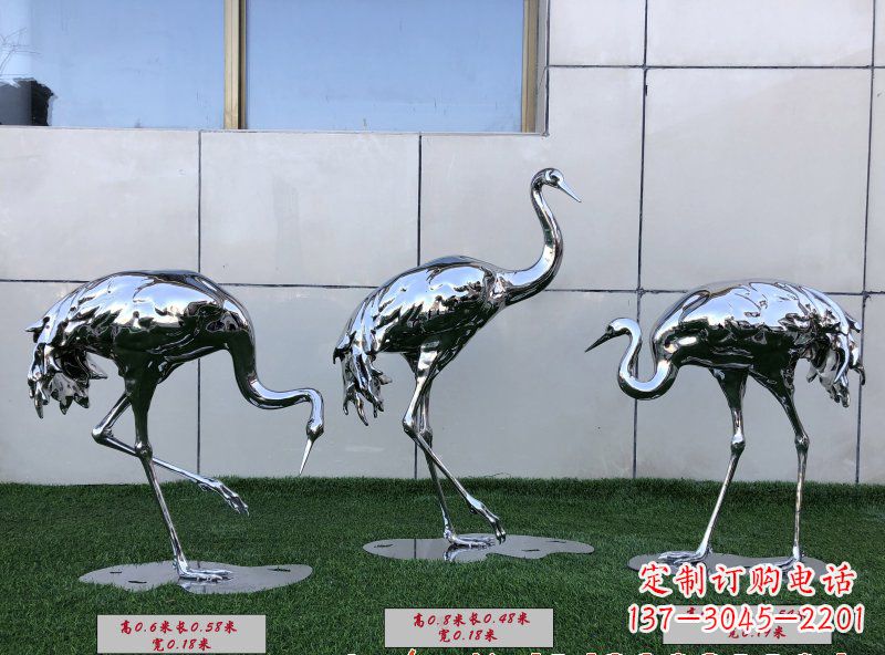 郴州不锈钢仙鹤雕塑传承中国古典美感