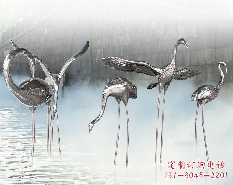 郴州不锈钢仙鹤飞鸟雕塑传承传统文化