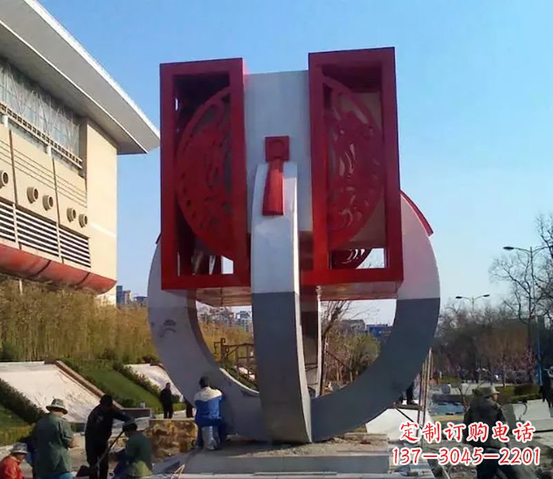 郴州不锈钢圆环雕塑象征着永恒的美