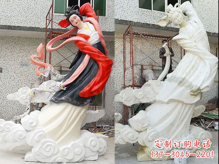 郴州神话中的嫦娥玻璃钢彩绘雕塑