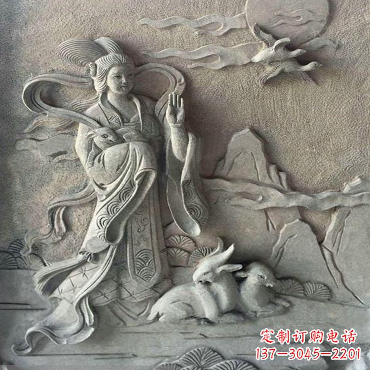 郴州嫦娥浮雕-上古神话人物道教月神太阴星君雕塑