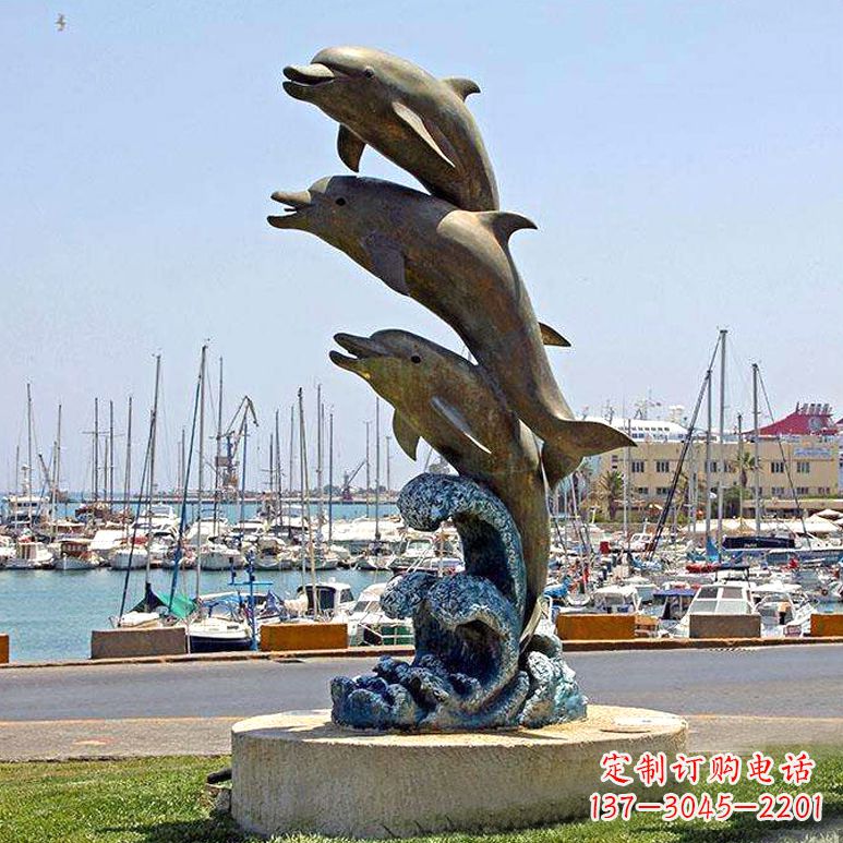 郴州海豚铜雕塑传承海洋文化