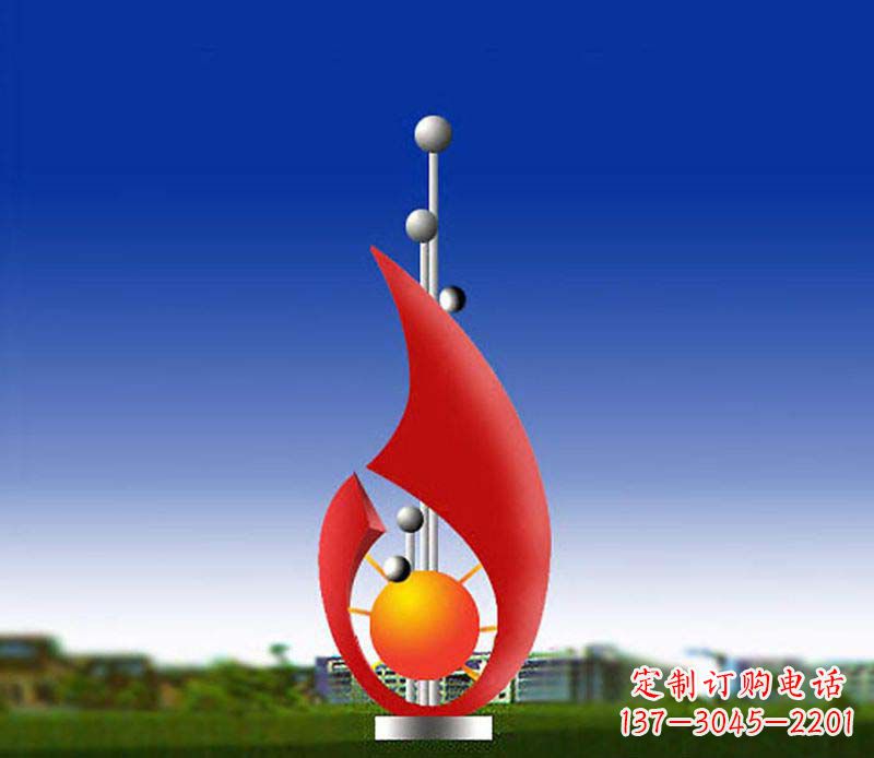 郴州抽象红色水滴广场景观雕塑