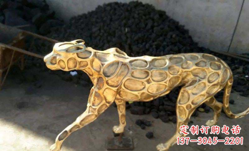 郴州抽象金钱豹公园动物铜雕
