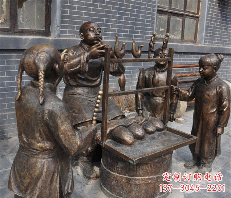 郴州吹糖人街边小品铜雕雕塑