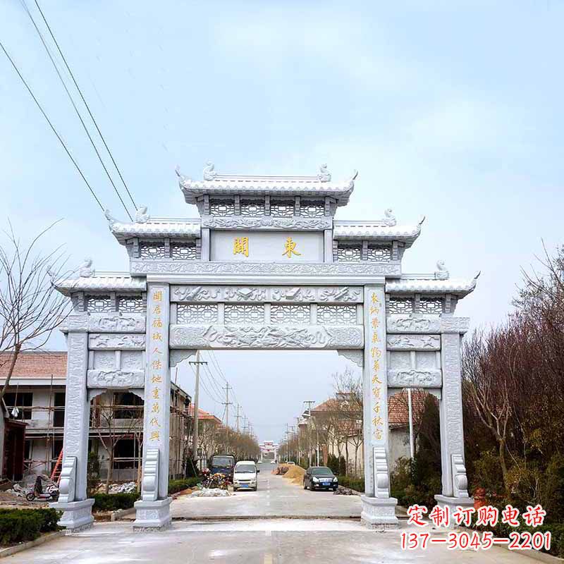 郴州传承古风——村镇三门石牌坊雕塑