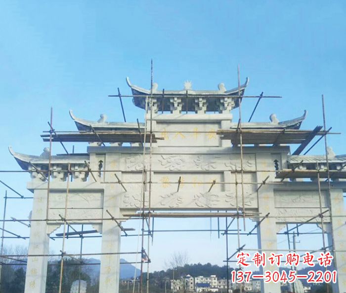 郴州大理石三门牌坊雕塑