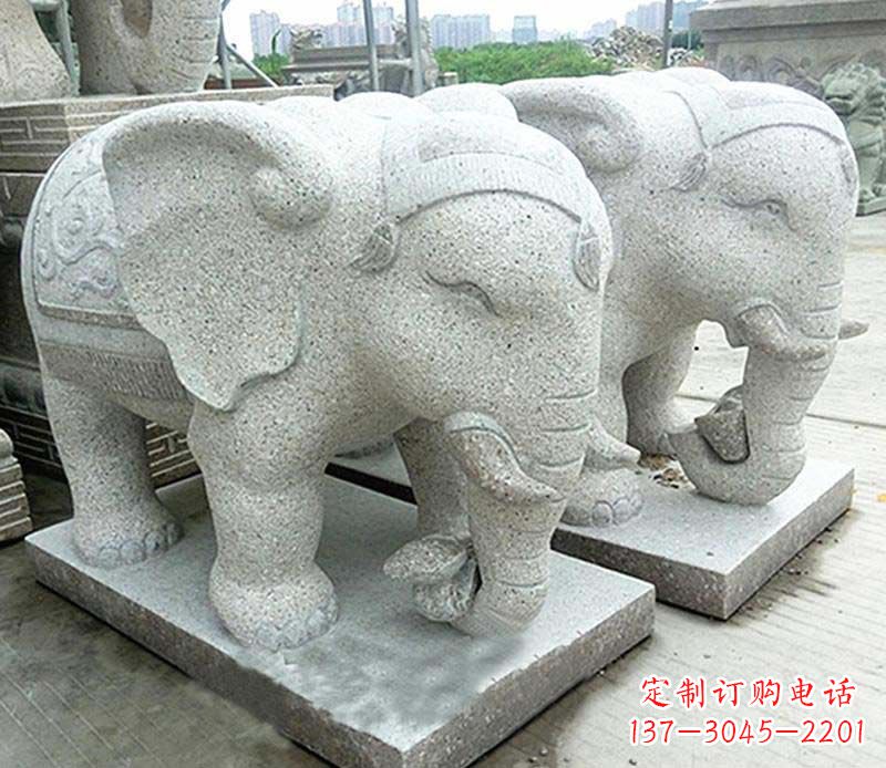 郴州大理石制作的精美招财大象雕塑