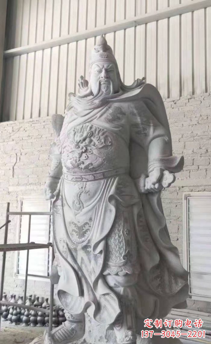 郴州大理石关公雕塑，精美绝伦