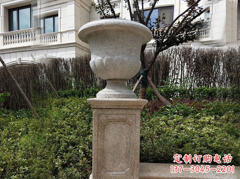 郴州大理石花钵小区花盆石雕艺术品