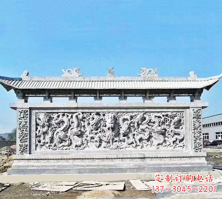 郴州精美大理石九龙壁雕塑