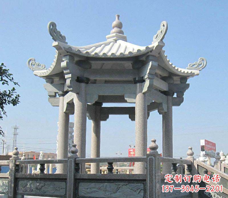 郴州大理石六角凉亭石雕,为您的家园带来浪漫情怀