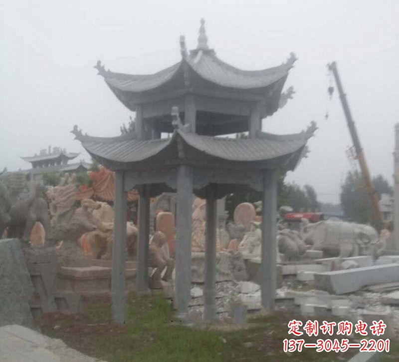 郴州大理石六角凉亭石雕,精美绝伦