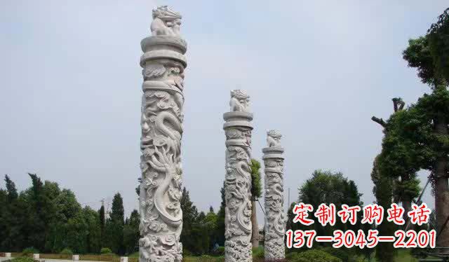 郴州精美大理石龙柱雕塑
