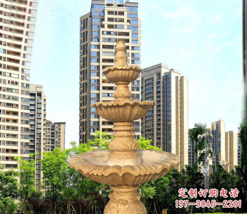 郴州大理石三层喷泉公园石雕 (2)