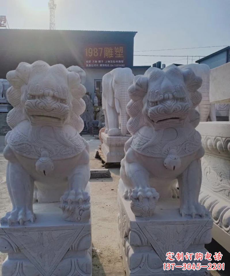 郴州大理石狮子雕塑，象征威严