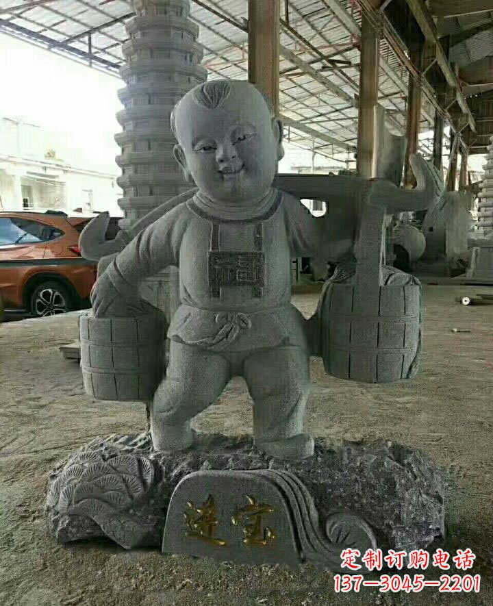 郴州装点童年的大理石招财进宝儿童雕塑