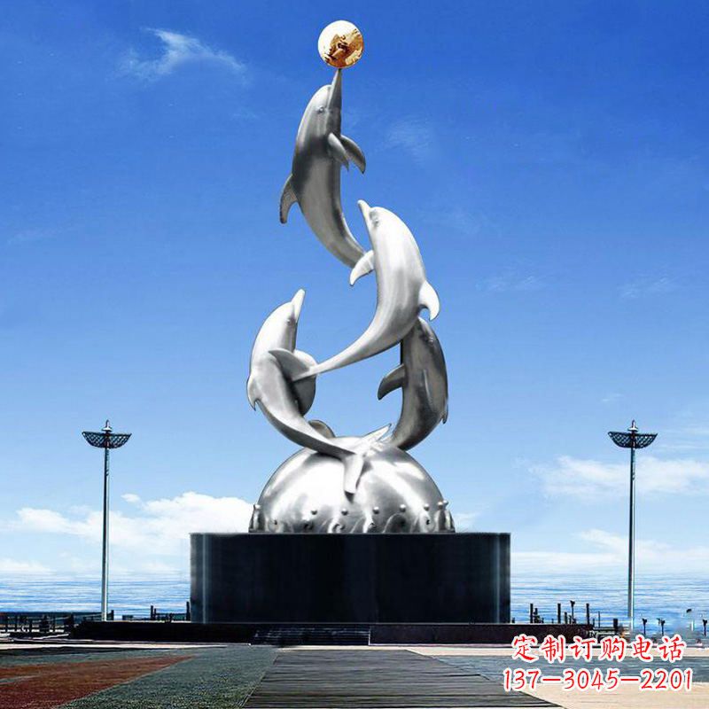 郴州引领潮流的不锈钢海豚雕塑