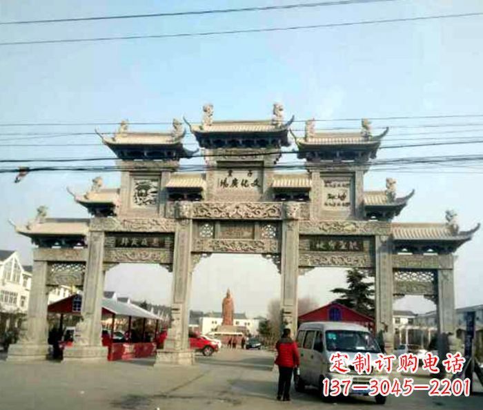 郴州大型五门石雕牌坊 (3)
