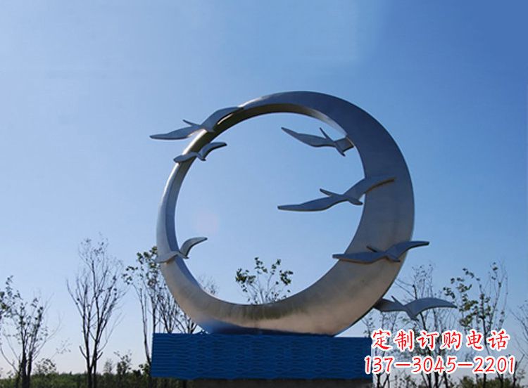 郴州大雁不锈钢景观标识,公园鸟类创意雕塑