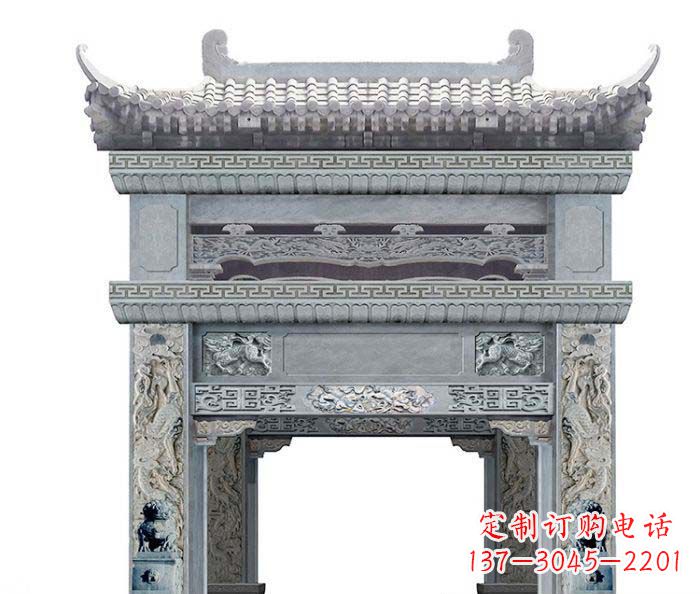 郴州单门村口石雕牌坊 (2)