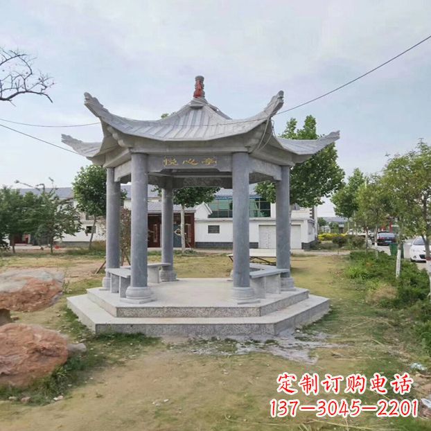 郴州单层六角石凉亭公园亭子