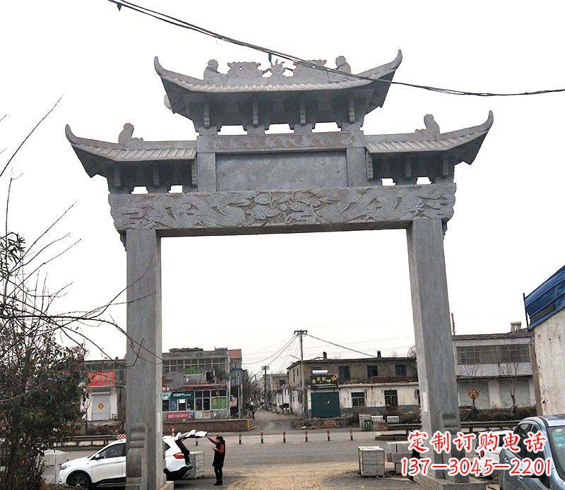 郴州单门大理石牌坊石雕_1