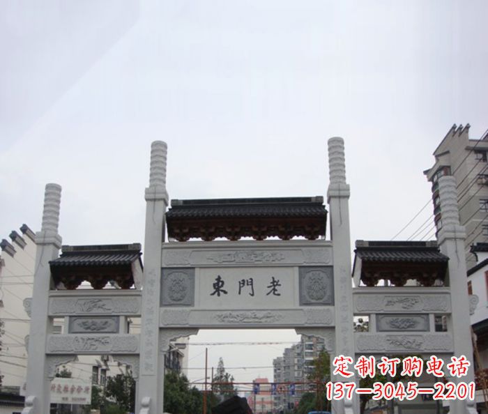 郴州精美三门石牌坊雕塑