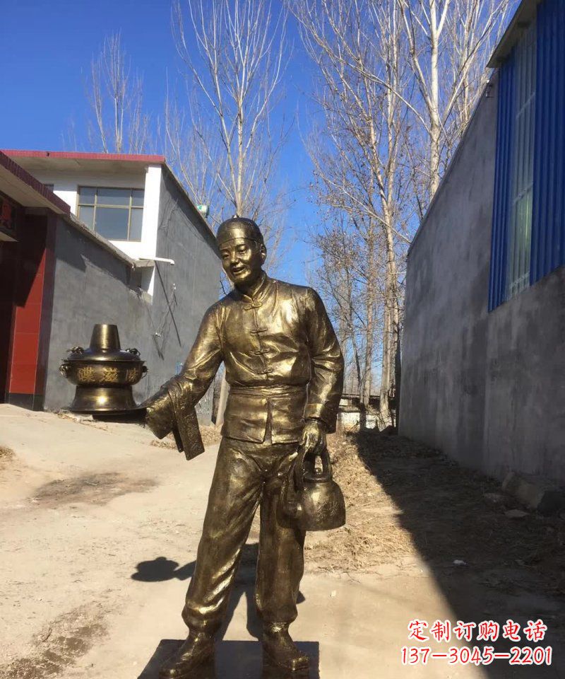 郴州店小二铜雕火锅人物定制