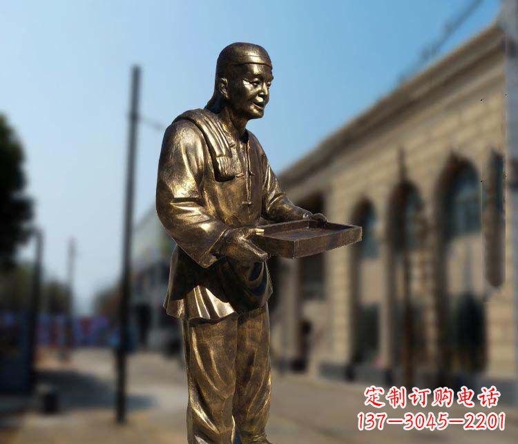 郴州古典神秘的店小二人物铜雕