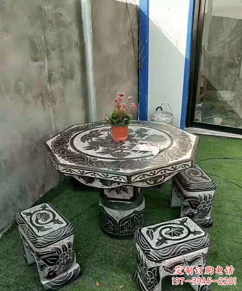 郴州多边形石头桌凳雕塑