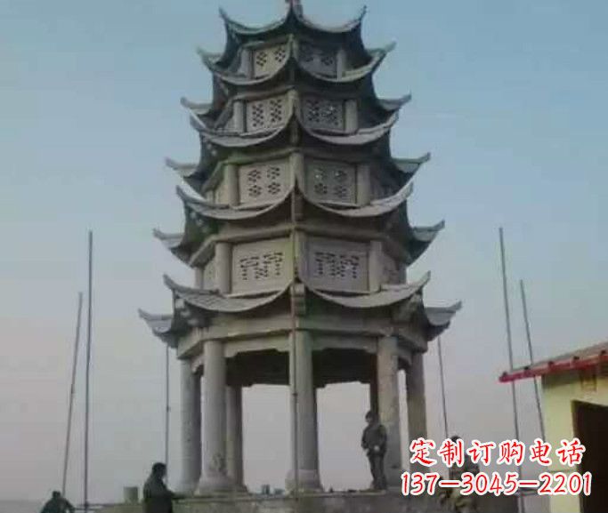 郴州精美绝伦的多层凉亭石雕