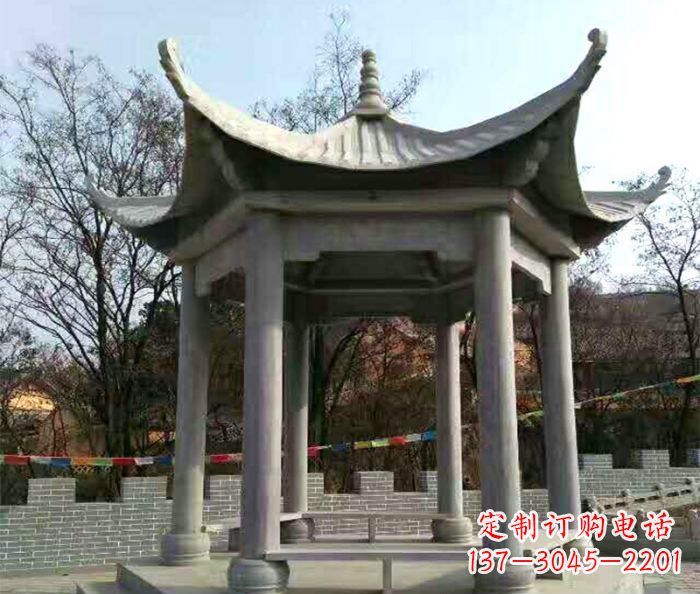 郴州仿古六角凉亭石雕 (4)