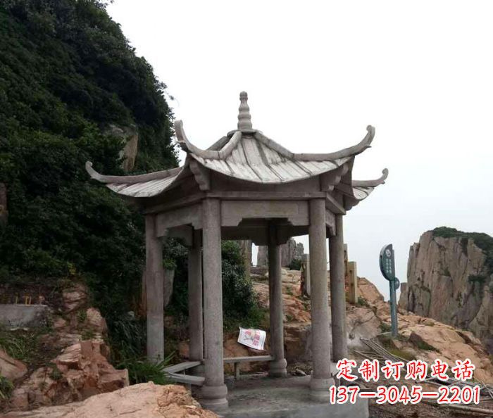 郴州仿古六角凉亭石雕 (7)