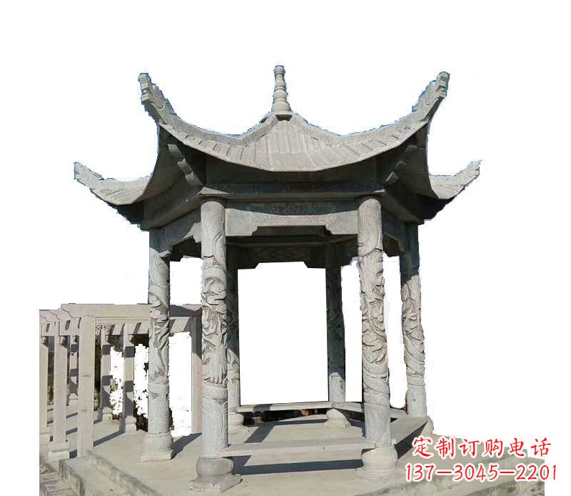 郴州仿古六角凉亭石雕 (10)