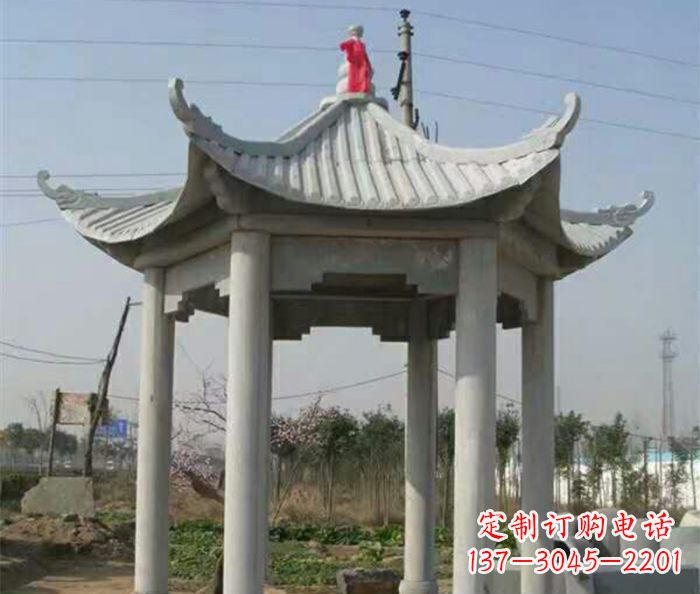 郴州仿古六角凉亭石雕 (9)