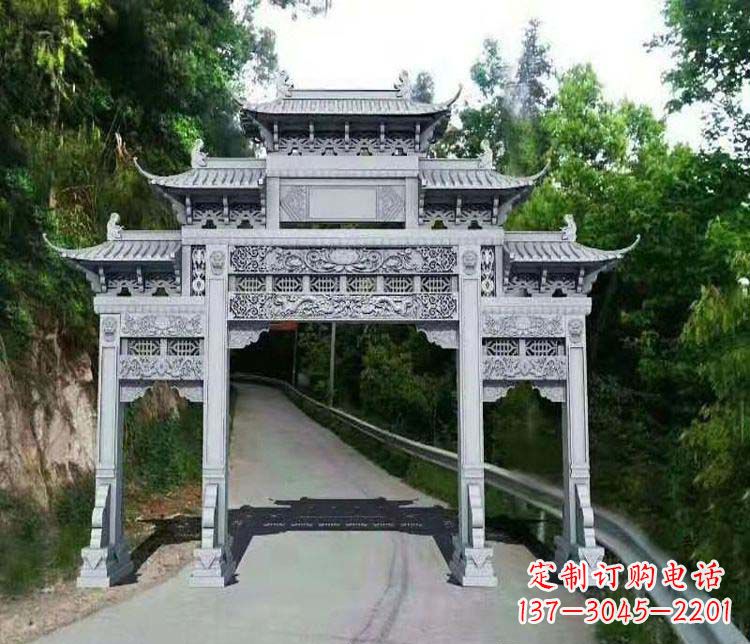 郴州仿古三门牌坊石雕