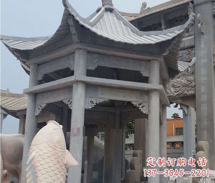 郴州精美仿古双层石雕凉亭