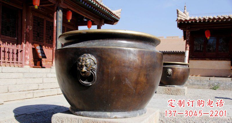 郴州仿古圆形水缸铜雕