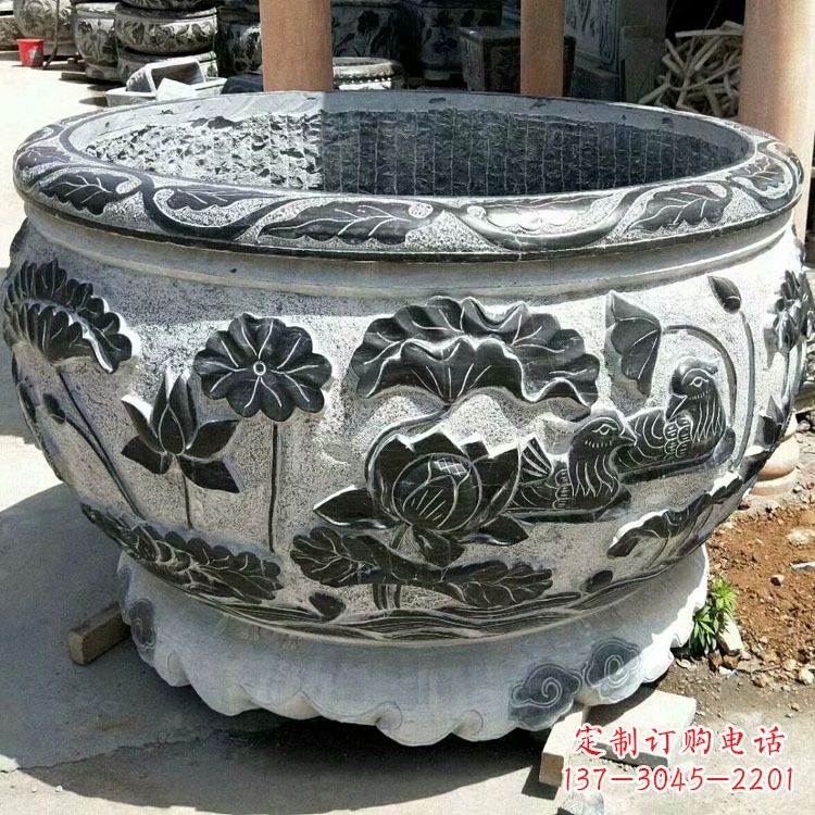 郴州仿古圆形鱼缸石雕