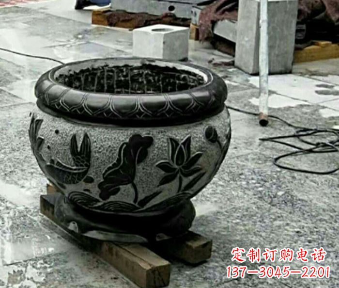 郴州仿古招财水缸石雕 (2)