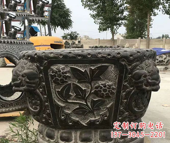 郴州仿古招财水缸石雕 (3)
