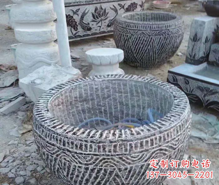 郴州精美仿古石雕水缸