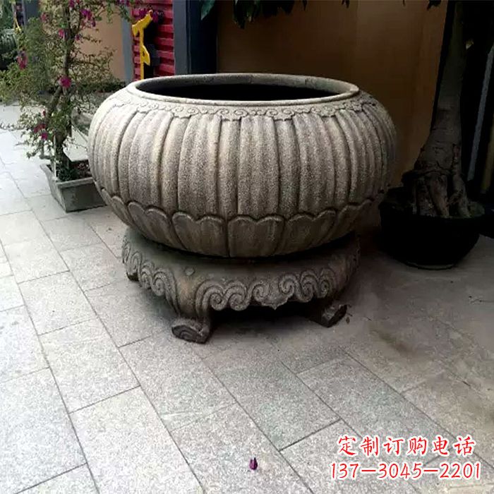 郴州仿古做旧石雕花盆水缸