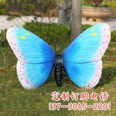 郴州蓝白色款蝴蝶雕塑·35x65x42”