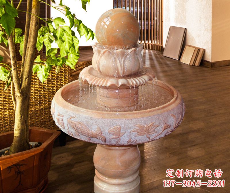 郴州浑然天成的风水球石雕