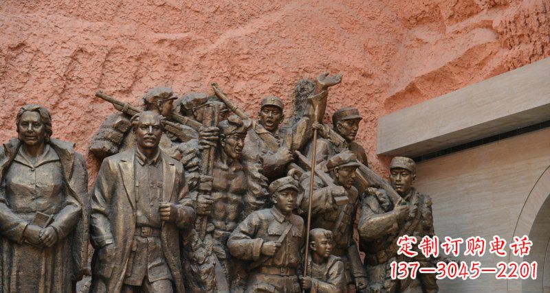 郴州公园白求恩与八路军景观铜雕