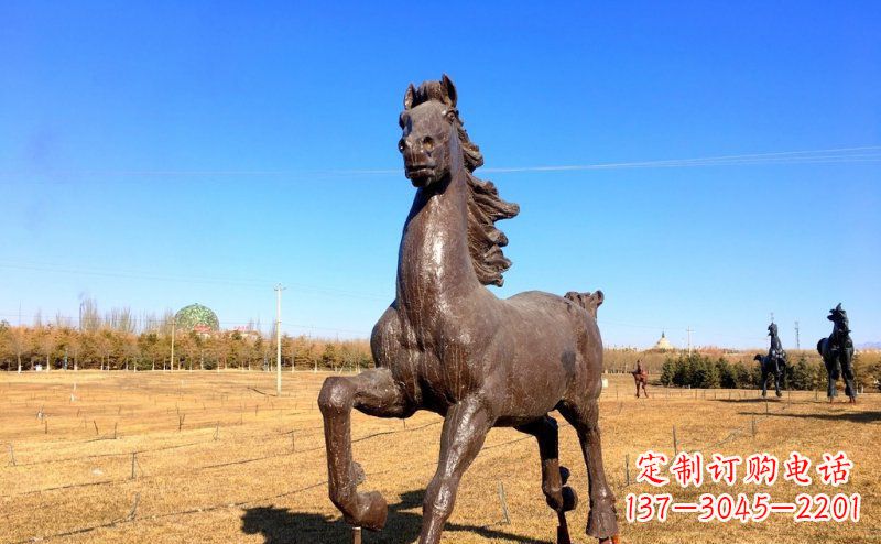 郴州公园奔跑的马动物铜雕 (3)
