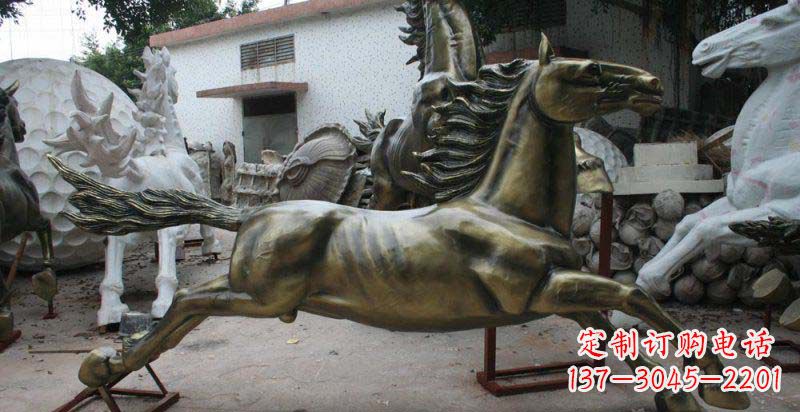 郴州公园奔跑的马动物铜雕